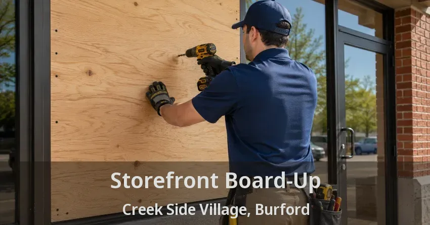 Storefront Board-Up Creek Side Village, Burford - ON