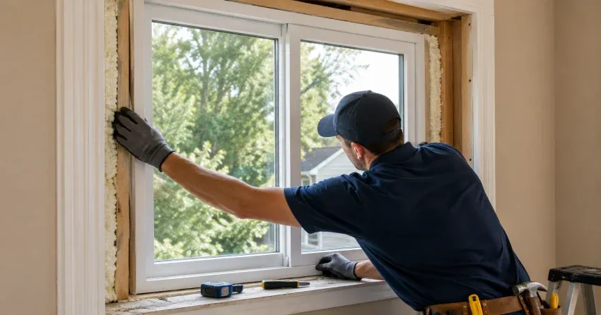 close-up of Low-E glass coating on an insulated window Burford