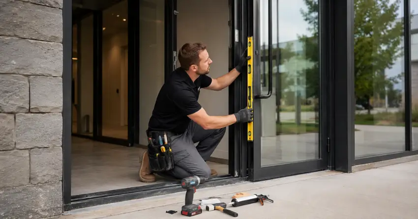commercial glass door frame installation Royal West Estates, Burford