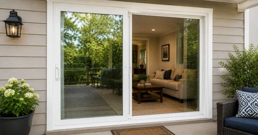 new patio door replacement installed in Burford home