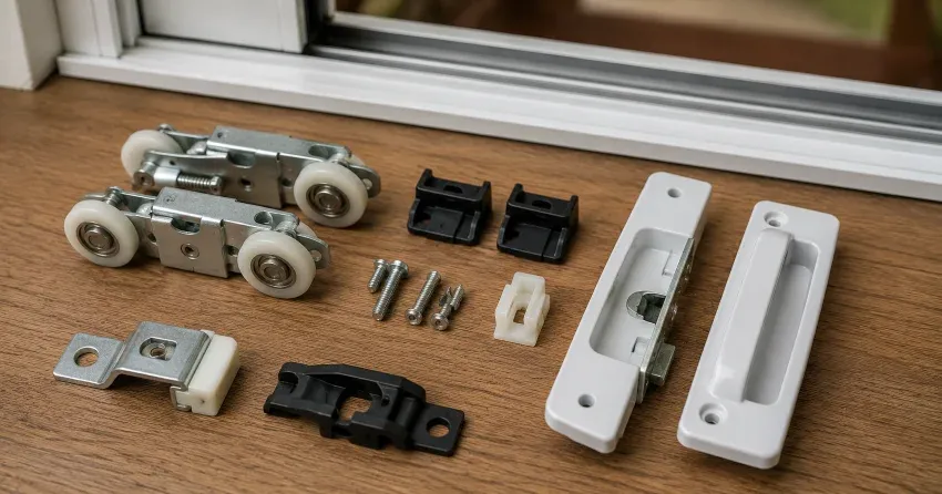 sliding door broken Burford roller and track inspection