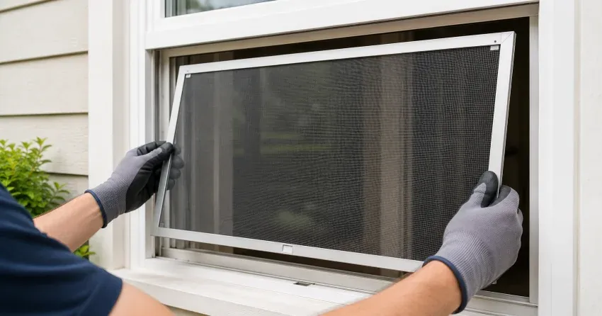 technician repairing a window sash and balance system in Creek Side Village, Burford